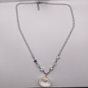 Chic Silver and White Shell Necklace